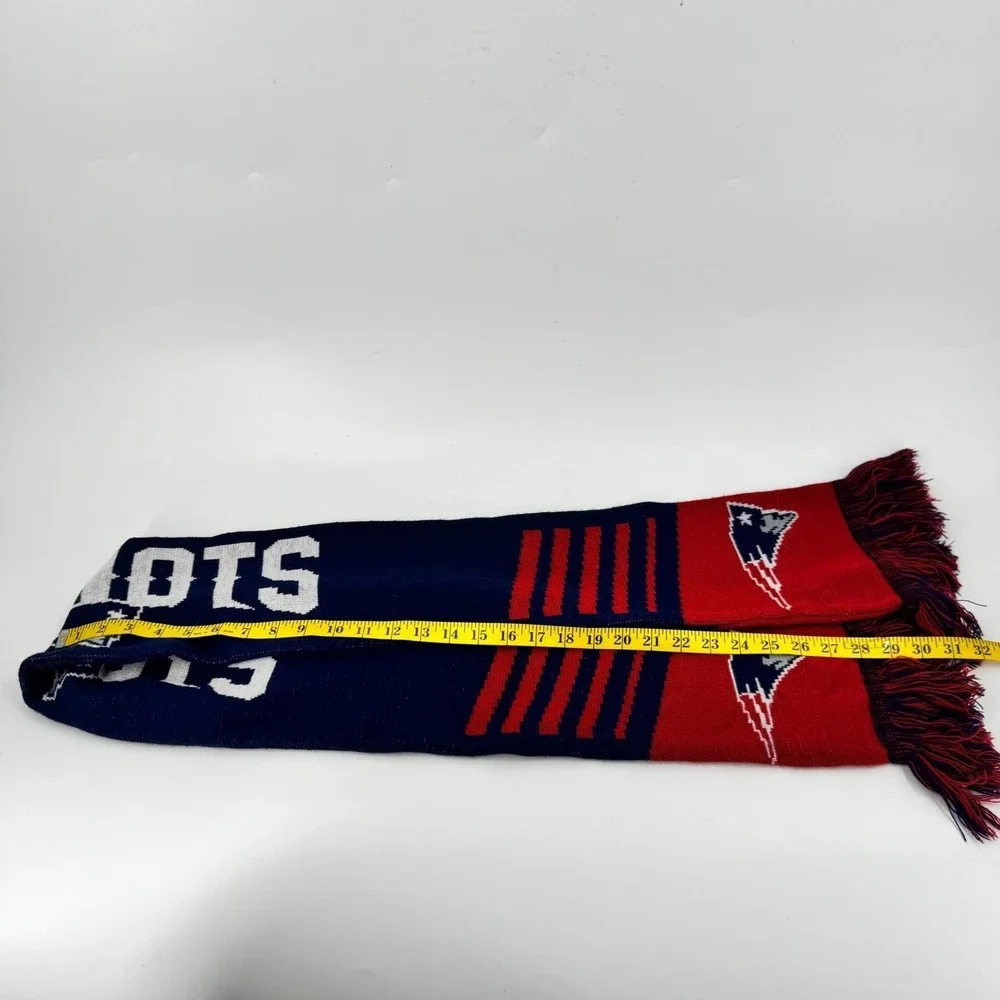 New England Patriots NFL Knit Scarf Team Logo Fringe Red‎ Blue White